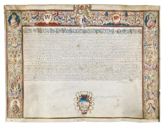 Prunkurkunde, ausgestellt von Camillo Caracciolo